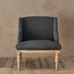 Nkuku Elbu Linen Armchair - Charcoal Living Room