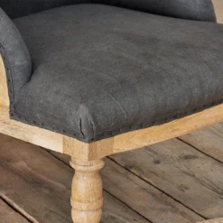 Nkuku Elbu Linen Armchair - Charcoal Living Room