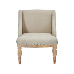 Nkuku Elbu Linen Armchair - Stone Living Room