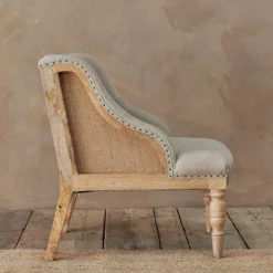 Nkuku Elbu Linen Armchair - Stone Living Room