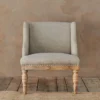 Nkuku Elbu Linen Armchair - Stone Living Room