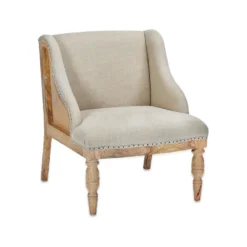Nkuku Elbu Linen Armchair - Stone Living Room