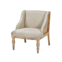 Nkuku Elbu Linen Armchair - Stone Living Room