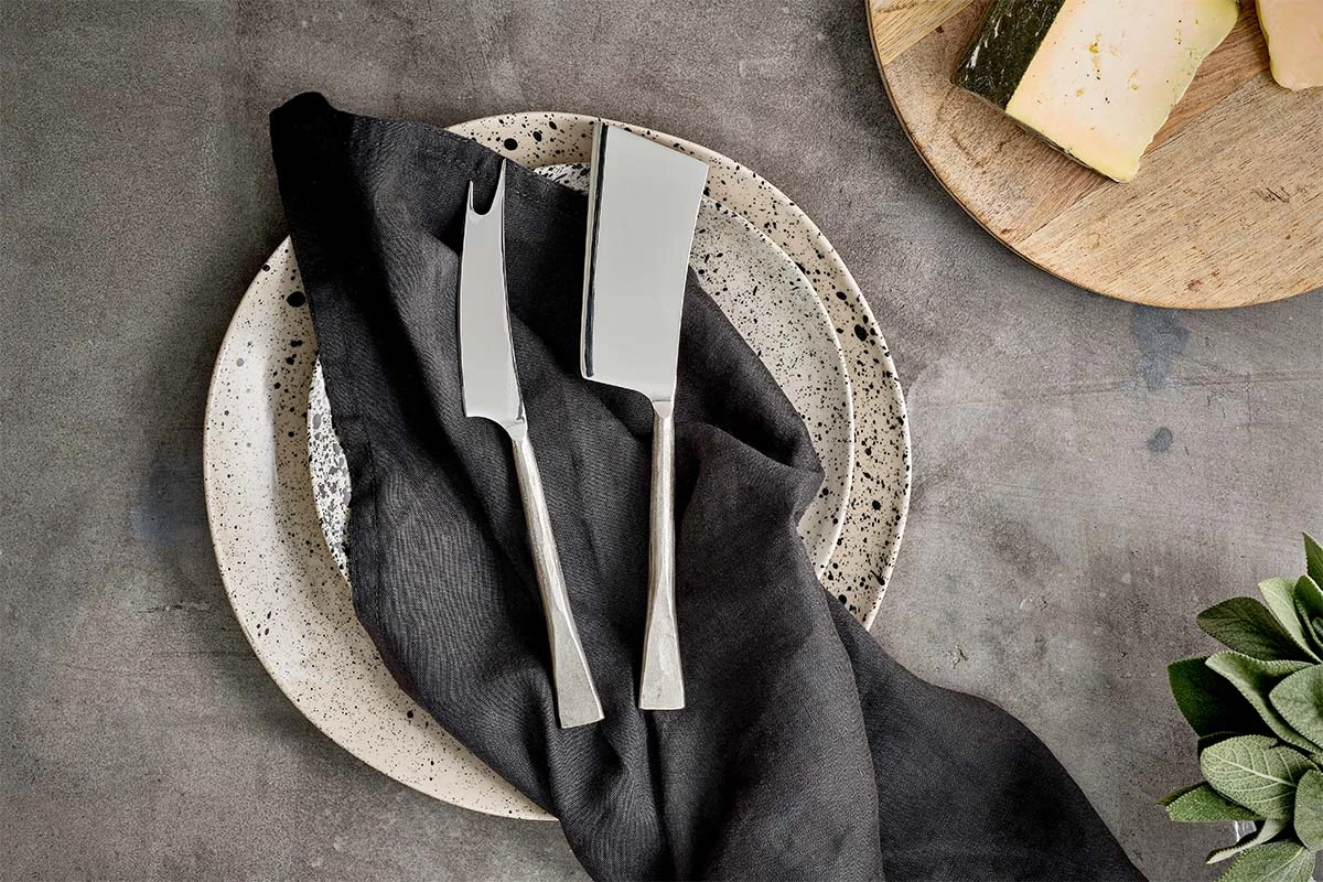 Nkuku Ena Cheese Knife Set - Brushed Silver (Set Of 2) Tableware 3 Nkuku Ena Cheese Knife Set - Brushed Silver (Set Of 2) Tableware