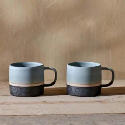 Nkuku Enesta Dipped Mug - Dusty Blue (Set Of 2)