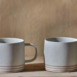 Nkuku Enesta Line Mug - Cream (Set Of 2)
