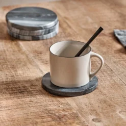 Nkuku Esa Marble Coasters - Grey (Set Of 4) Table Accessories