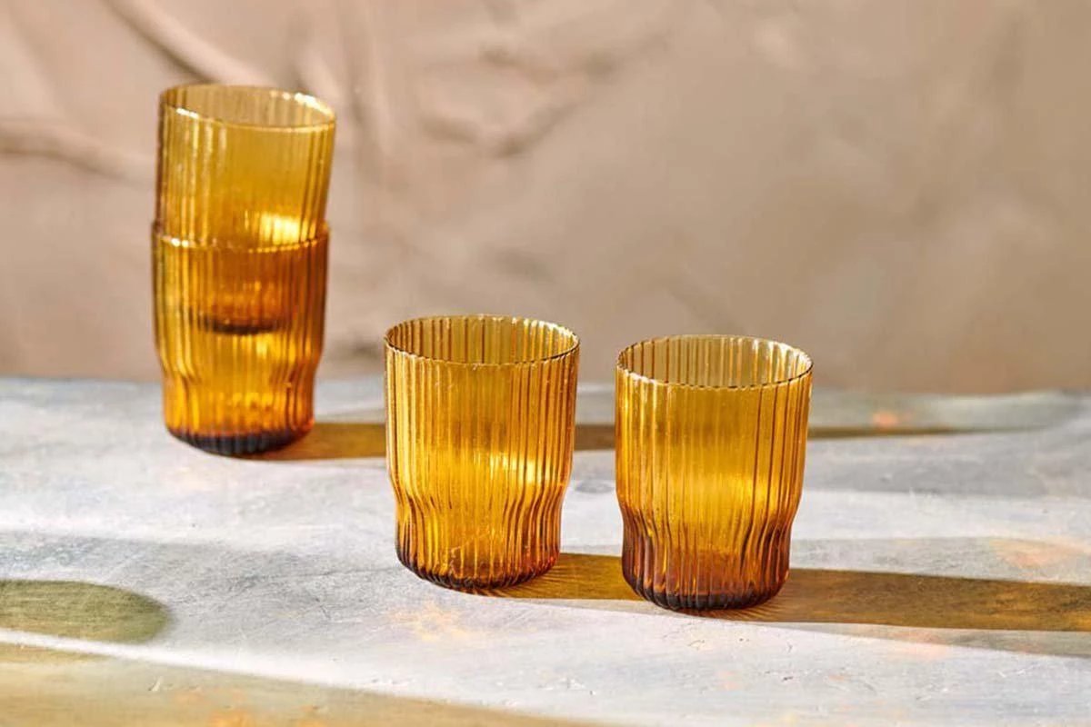 Nkuku Tableware Fali Tumbler - Amber (Set Of 4) 3 Nkuku Tableware Fali Tumbler - Amber (Set Of 4)