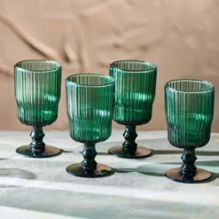 Nkuku Tableware Fali Wine Glass - Teal (Set Of 4)