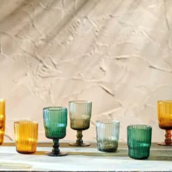 Nkuku Tableware Fali Wine Glass - Teal (Set Of 4)