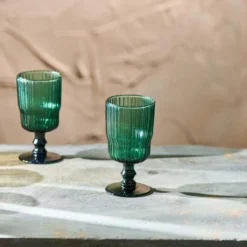 Nkuku Tableware Fali Wine Glass - Teal (Set Of 4)