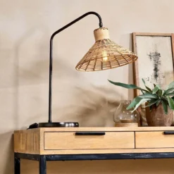 Nkuku New Arrivals Hathwa Rattan Desk Lamp