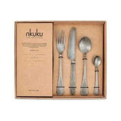 Nkuku Huri Cutlery Set - Burnt Silver (Set Of 16)