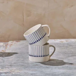Nkuku Iba Small Ceramic Mug - Indigo (Set Of 2) Tableware