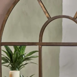 Nkuku Home Accessories Imoma Iron Overmantel Arch Mirror - Brass