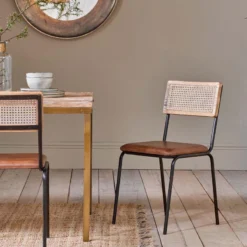 Nkuku Kitchen & Dining Room Iswa Leather & Rattan Dining Chair