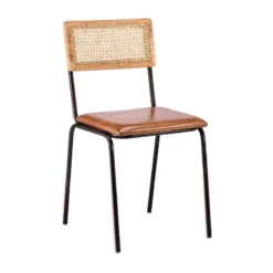 Nkuku Kitchen & Dining Room Iswa Leather & Rattan Dining Chair
