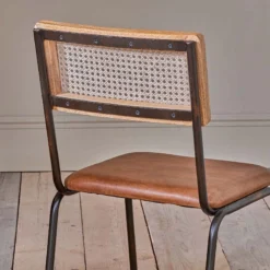 Nkuku Kitchen & Dining Room Iswa Leather & Rattan Dining Chair