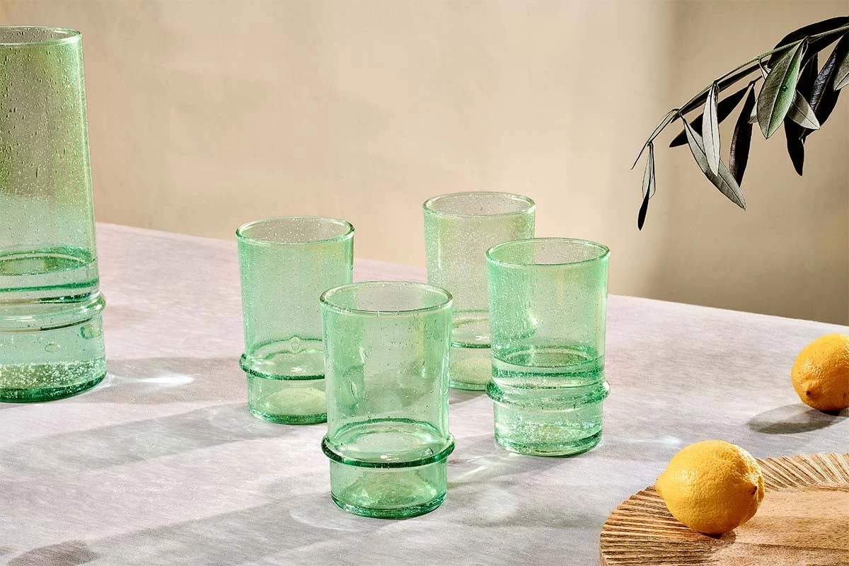 Nkuku New Arrivals Kaneti Bubble Tumbler - Aqua - Large (Set Of 4) 3 Nkuku New Arrivals Kaneti Bubble Tumbler - Aqua - Large (Set Of 4)