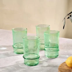 Nkuku New Arrivals Kaneti Bubble Tumbler - Aqua - Large (Set Of 4)