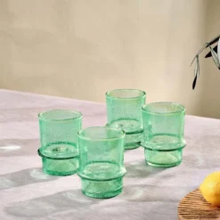 Nkuku New Arrivals Kaneti Bubble Tumbler - Aqua - Small (Set Of 4)