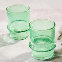 Nkuku New Arrivals Kaneti Bubble Tumbler - Aqua - Small (Set Of 4)