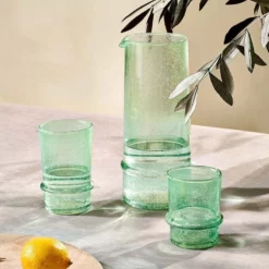 Nkuku New Arrivals Kaneti Bubble Tumbler - Aqua - Small (Set Of 4)