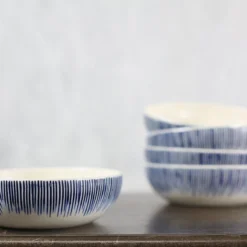 Nkuku Karuma Ceramic Cereal Bowl - Blue & White Tableware