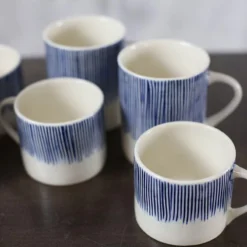 Nkuku Karuma Ceramic Large Mug - Blue & White (Set Of 2) Tableware