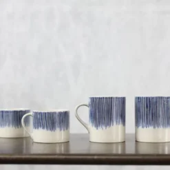 Nkuku Tableware Karuma Ceramic Small Mug - Blue & White (Set Of 2)