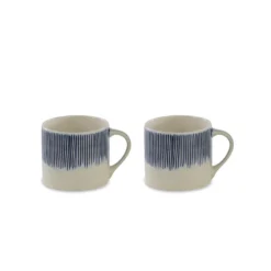 Nkuku Tableware Karuma Ceramic Small Mug - Blue & White (Set Of 2)