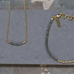 Nkuku Kitara Bead Bracelet - Grey & Gold