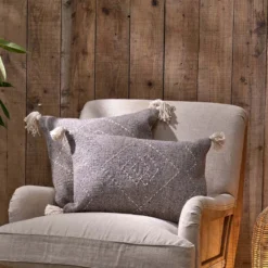 Nkuku Soft Furnishings Lamandi Recycled Cushion Cover - Grey