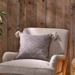 Nkuku Soft Furnishings Lamandi Recycled Cushion Cover - Grey