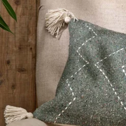 Nkuku Soft Furnishings Lamandi Recycled Cushion Cover - Moss