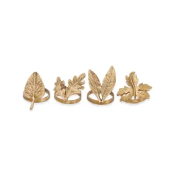 Nkuku Leaf Brass Napkin Rings Table Accessories