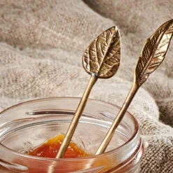 Nkuku Tableware Leaf Spoon Gift Set - Antique Brass (Set Of 2)