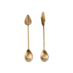 Nkuku Tableware Leaf Spoon Gift Set - Antique Brass (Set Of 2)