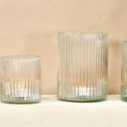 Nkuku New Arrivals Malana Recycled Glass Candle Holder - Clear