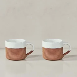 Nkuku Mali Ribbed Coffee Mug - White (Set Of 2) Tableware