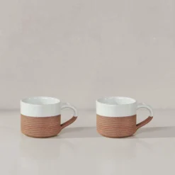 Nkuku Mali Ribbed Espresso Mug - White (Set Of 2) Tableware