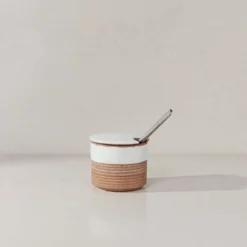 Nkuku Mali Ribbed Sugar Pot - White Tableware