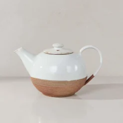 Nkuku Mali Ribbed Teapot - White Tableware