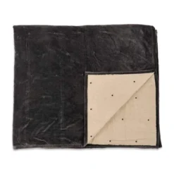 Nkuku Mandawa Velvet Bedspread - Charcoal Home Accessories