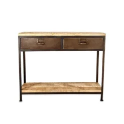 Nkuku Mansu Iron & Mango Wood Console Table Living Room
