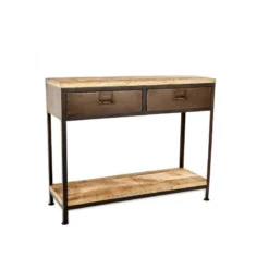 Nkuku Mansu Iron & Mango Wood Console Table Living Room