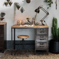 Nkuku Mansu Iron & Mango Wood Desk Home Office