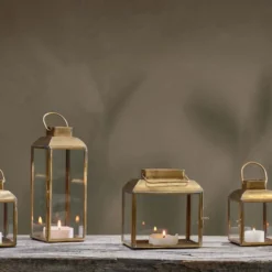 Nkuku Maro Brass Lantern - Tall Home Accessories