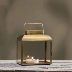 Nkuku Maro Brass Lantern - Wide Home Accessories