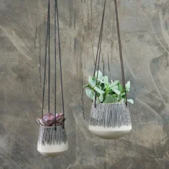 Nkuku Matamba Ceramic Hanging Planter - Lines